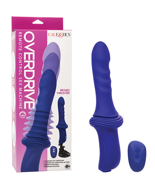 Overdrive Overdrive Ridged Shaft Remote Control Sex Machine - Blue