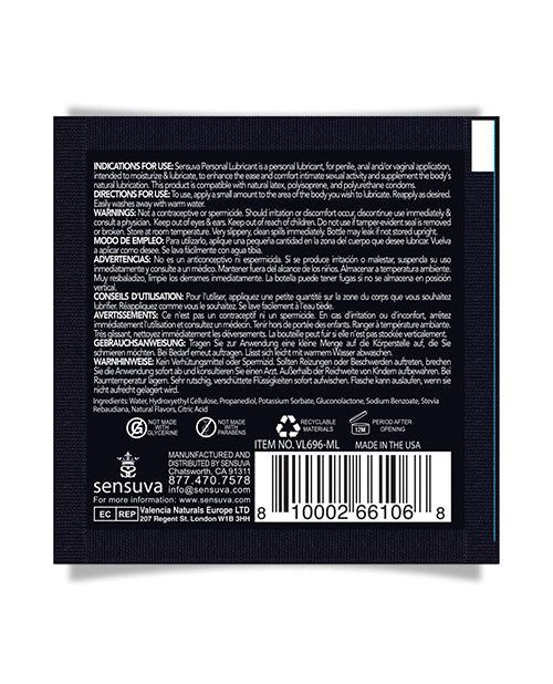 Sensuva Sensuva Natural Water Based Personal Lubricant Single Use Packet - 6 ml Cotton Candy