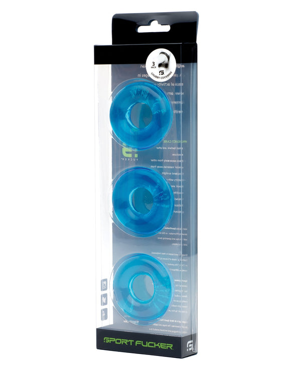Sport Fucker Sport Fucker Chubby Cockring Pack of 3 - Ice Blue