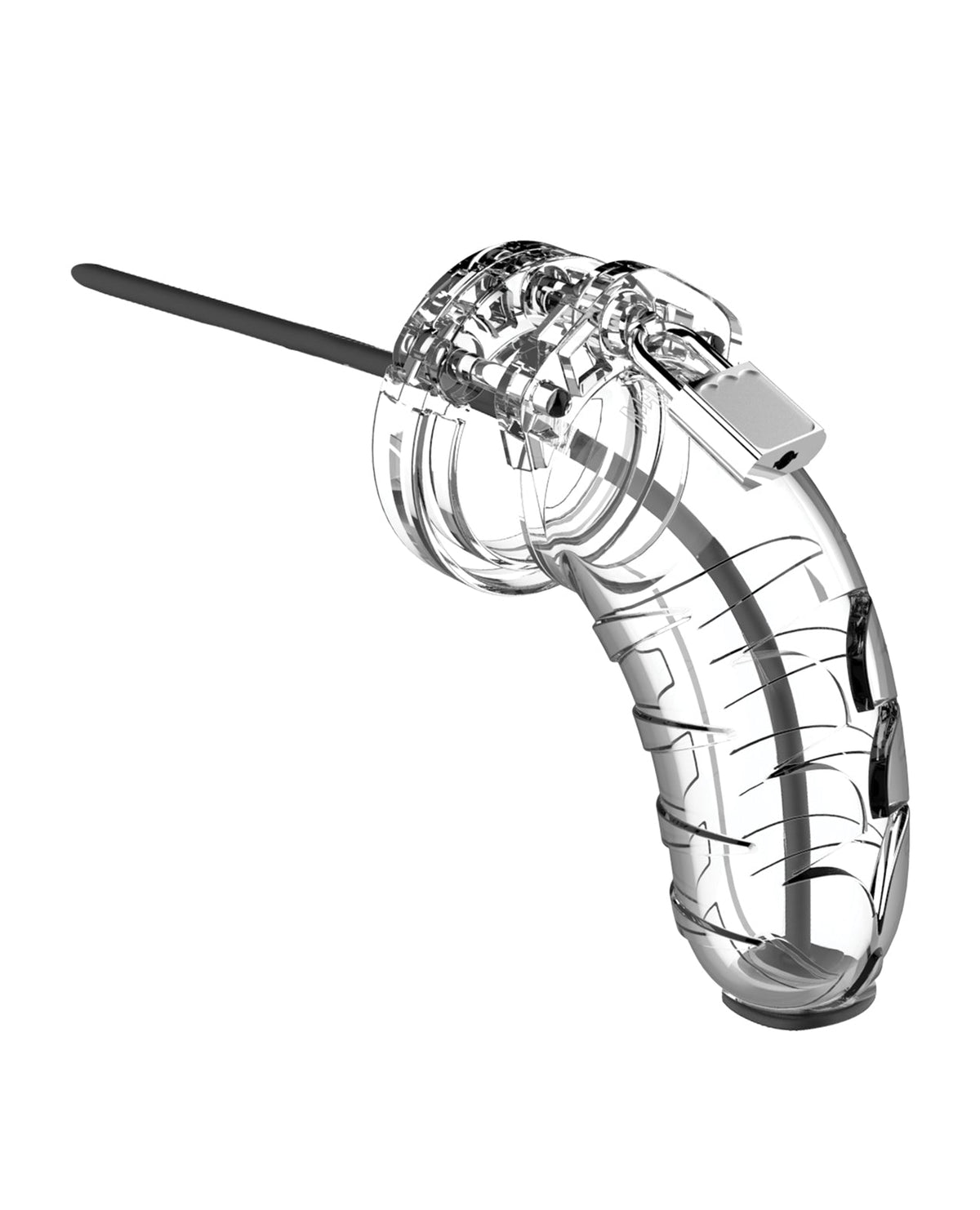 Man Cage Shots Man Cage 4.5" w/Silicone Urethral Sounding - Clear