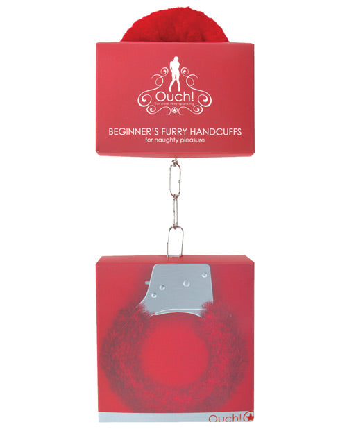 Ouch Shots Ouch Beginner's Handcuffs Furry - Red
