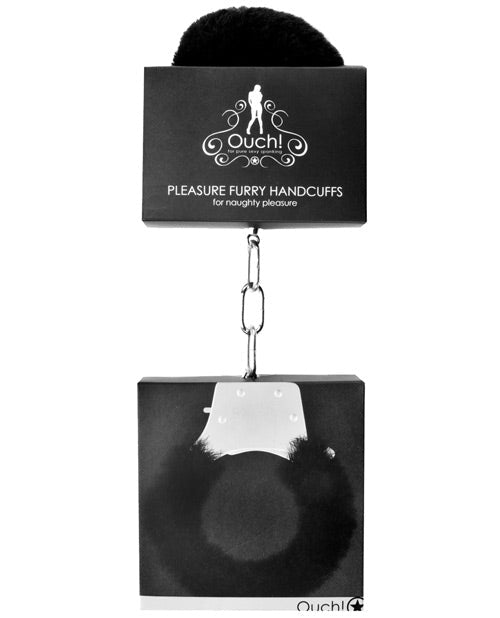 Ouch Shots Ouch Furry Pleasure Handcuffs - Black