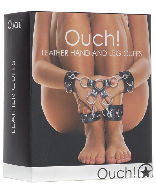 Ouch Shots Ouch Leather Hand & Leg Cuffs - Black