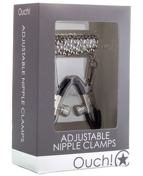 Ouch Shots Ouch Adjustable Nipple Clamps w/Chain - Metal