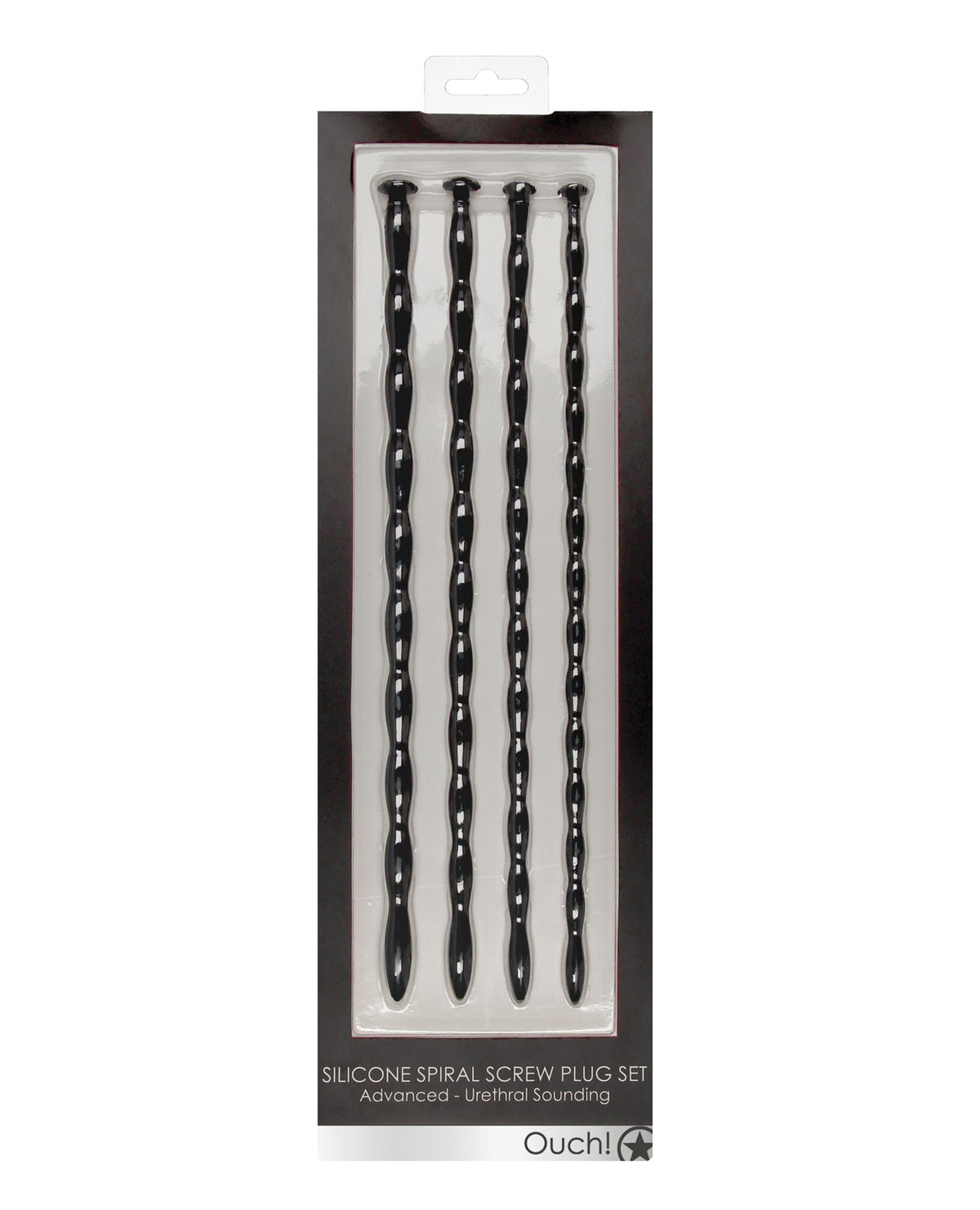 Ouch Shots Ouch Advanced Urethral Sounding Silicone Spiral Plug Set - Black