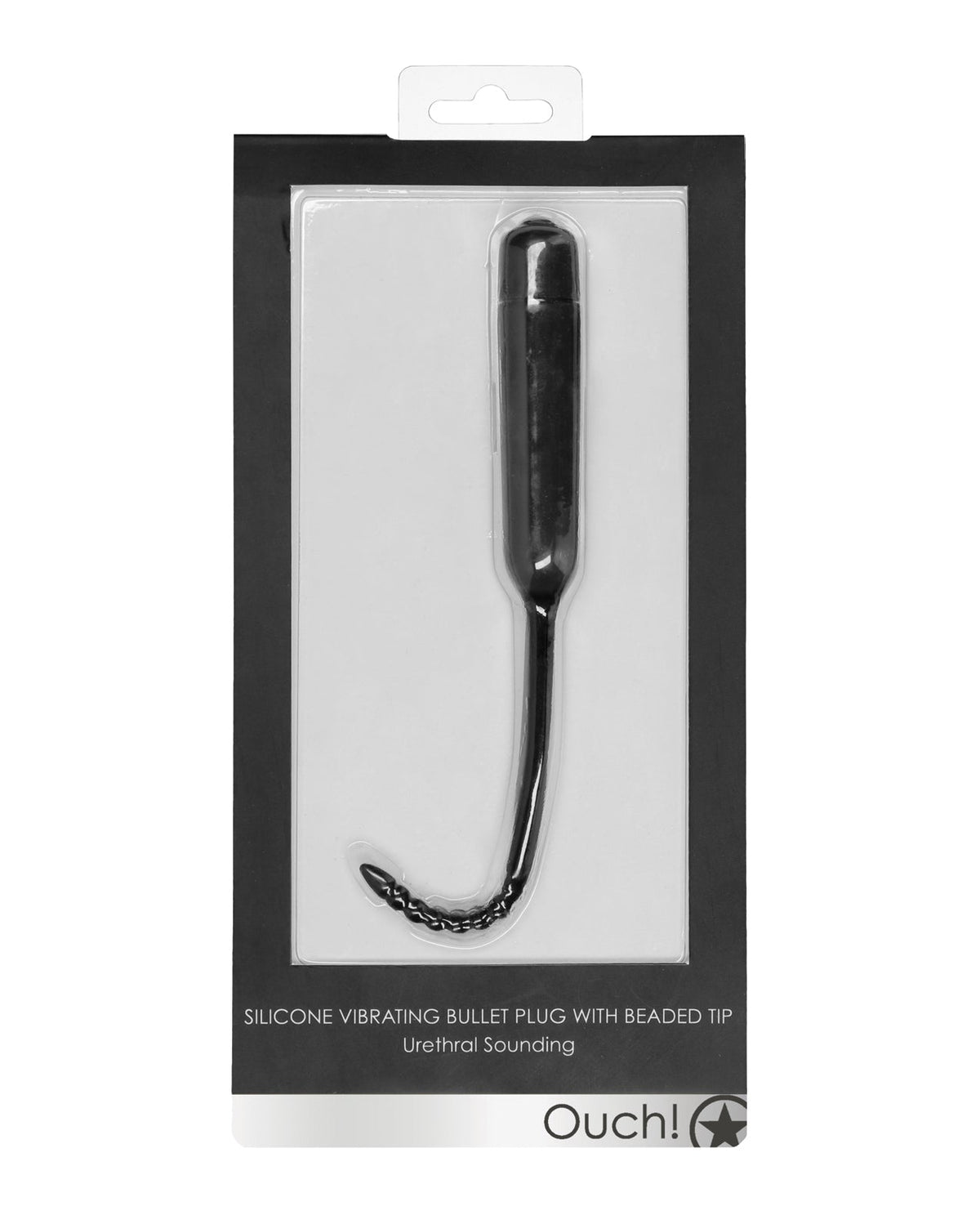 Ouch Shots Ouch Urethral Sounding Silicone Vibrating Bullet Plug w/Beaded Tip - Black