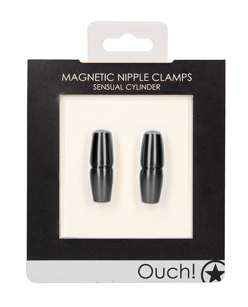 Ouch Shots Ouch Sensual Cylinder Magnetic Nipple Clamps - Black