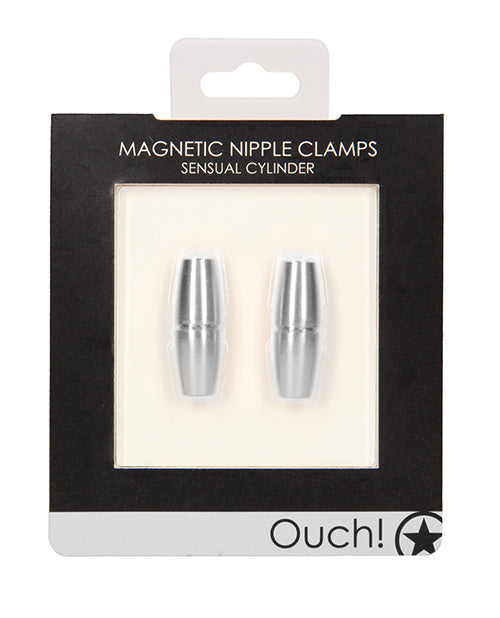 Ouch Shots Ouch Sensual Cylinder Magnetic Nipple Clamps - Silver