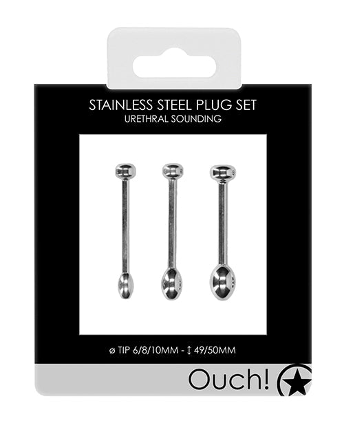 Ouch Shots Ouch Urethral Sounding Metal Plug Set - 49/50 mm