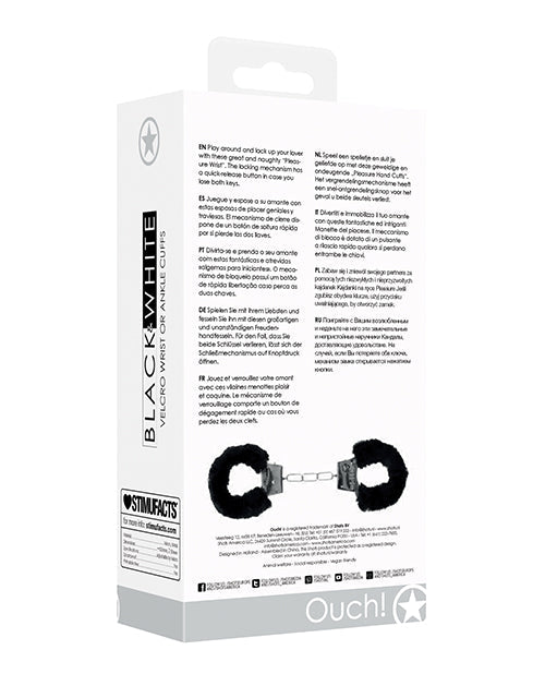Ouch Shots Ouch Black & White Velcro Hand/Ankle Cuffs - Black