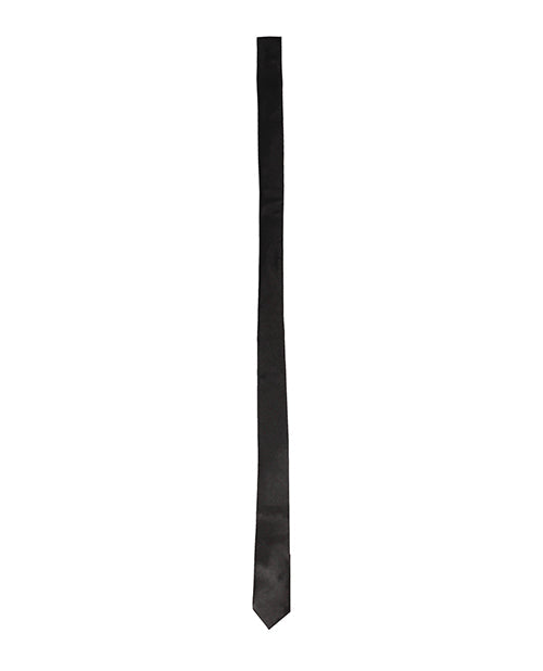 Ouch Shots Ouch Black & White Satin Bondage Tie - Black