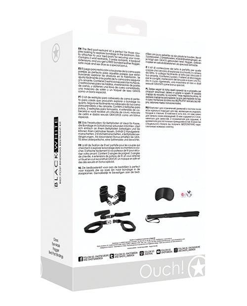 Ouch Shots Ouch Black & White Bed Post Bindings Restraint Kit - Black