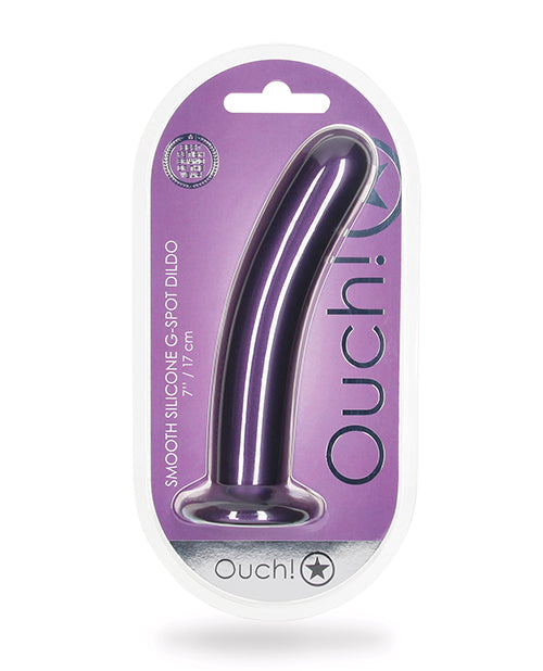 Ouch Shots Ouch 7" Smooth G-Spot Dildo - Metallic Purple