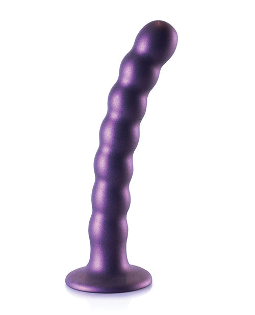 Ouch Shots Ouch 6.5" Beaded G-Spot Dildo - Metallic Purple