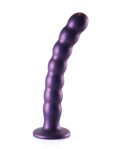 Ouch Shots Ouch 8" Beaded G-Spot Dildo - Metallic Purple