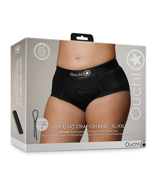 Ouch Shots Ouch Vibrating Strap On Brief - Black XL/XXL
