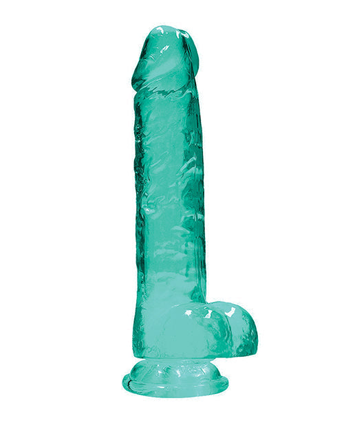 RealRock Shots RealRock Realistic Crystal Clear 8" Dildo w/Balls - Turquoise