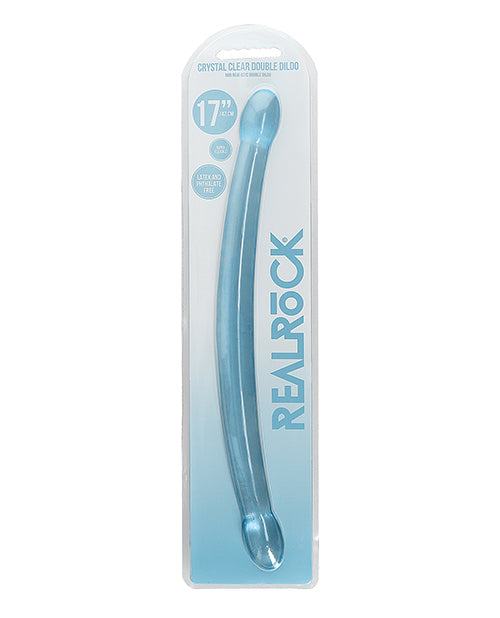 RealRock Shots RealRock Crystal Clear 17" Double Dildo - Blue