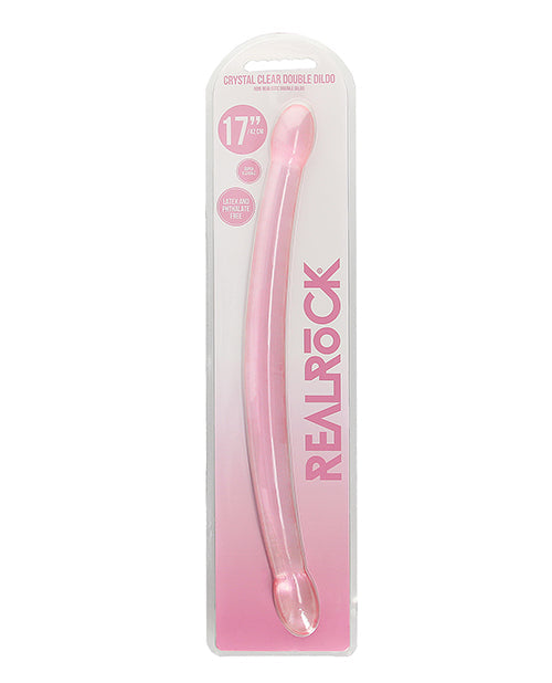RealRock Shots RealRock Crystal Clear 17" Double Dildo - Pink