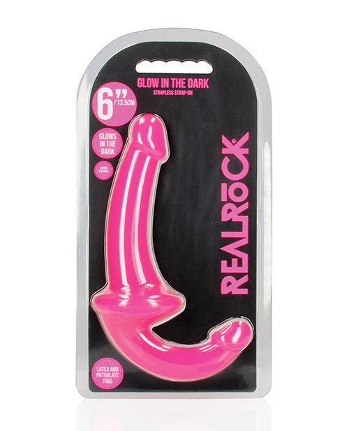 RealRock Shots RealRock 6" Strapless Strap On Glow in the Dark - Neon Pink