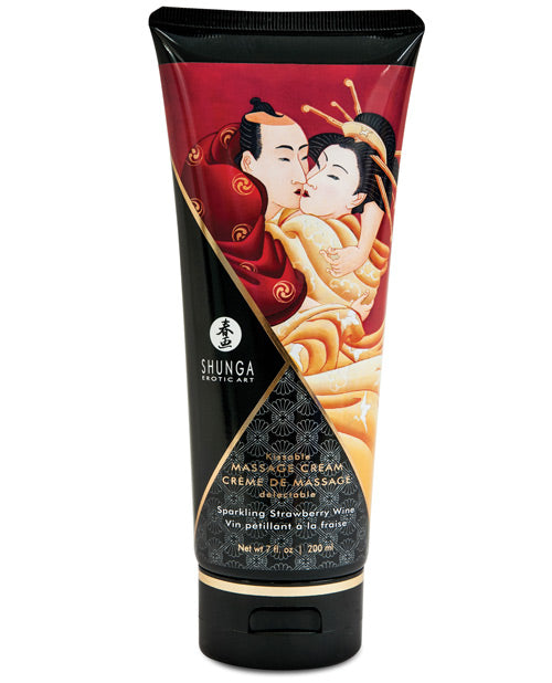 Shunga Shunga Kissable Massage Cream - 7 oz Sparkling Strawberry Wine