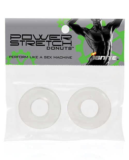Ignite Ignite Power Stretch Donut Cock Ring - Clear Pack of 2