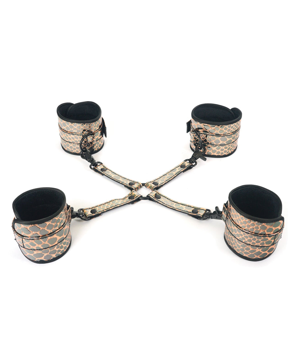 Spartacus Spartacus Faux Leather Wrist & Ankle Restraints w/Hog Tie - Gold