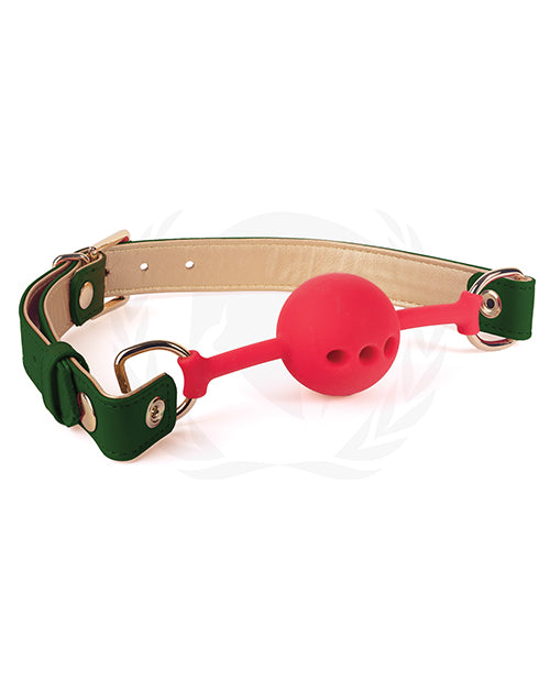 Spartacus Spartacus Silicone Ball Gag w/Green Gold PU Straps - 46 mm