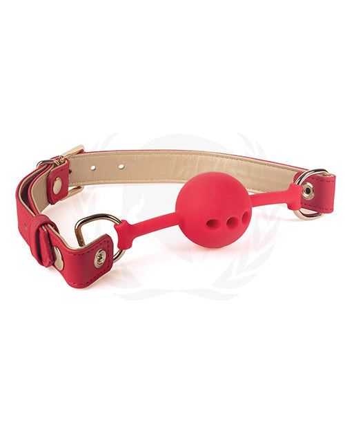 Spartacus Spartacus Silicone Ball Gag w/Red Gold PU Straps - 46 mm