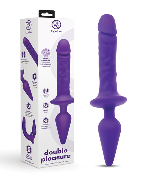 Together Together Double Pleasure 11" Double-Ended Dildo & Butt Plug - Purple