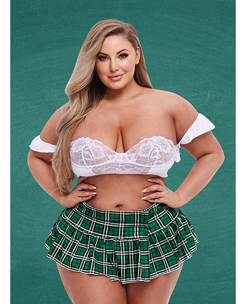 Teacher's Pet Teacher's Pet Schoolgirl Bustier & Skirt Green/White QN