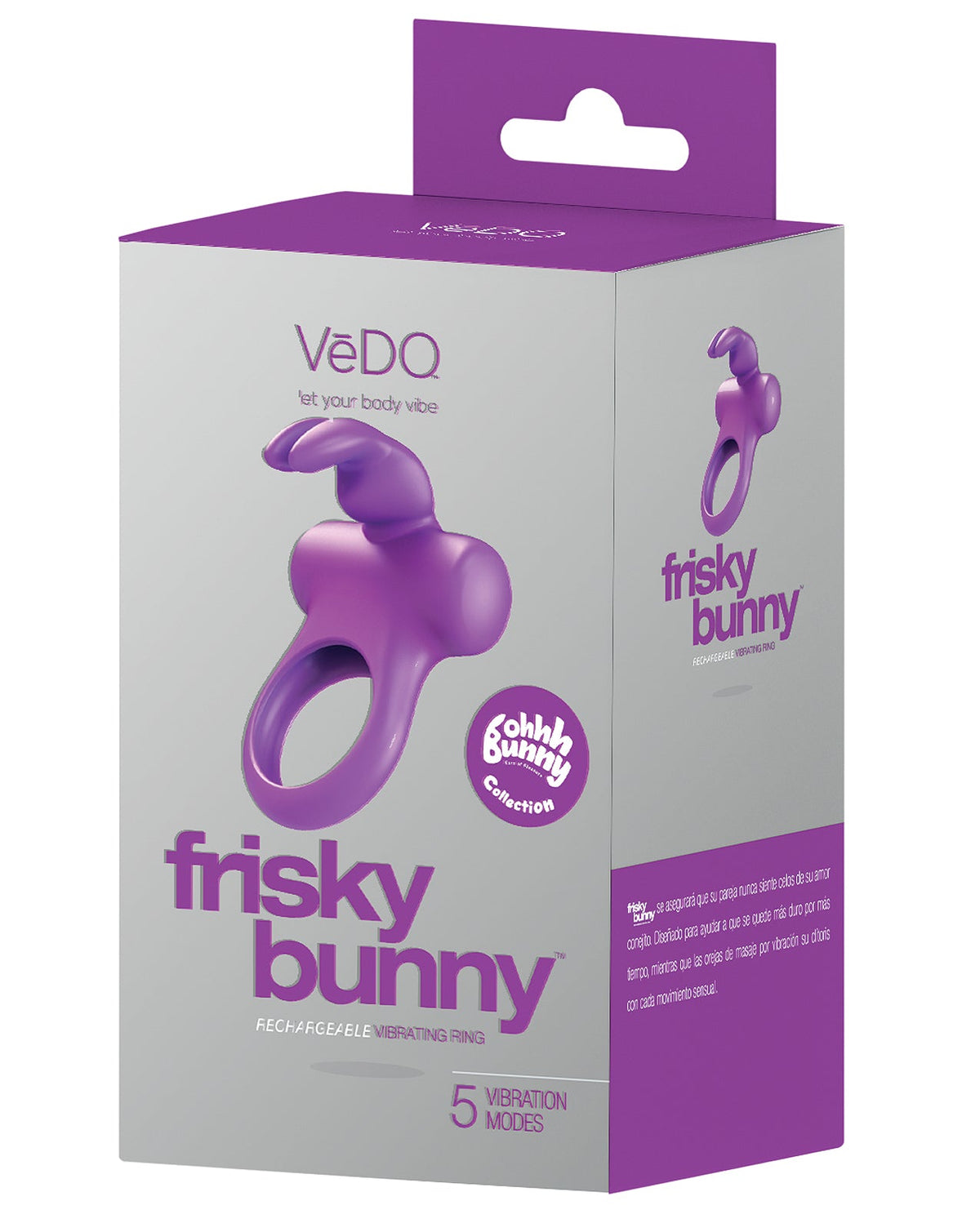 VeDO VeDO Frisky Bunny Rechargeable Vibrating Ring - Perfectly Purple