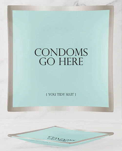 Warm Human Warm Human Condoms Go Here Glass Trinket Tray