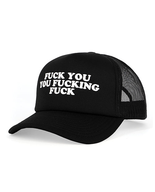 Wood Rocket Wood Rocket Fuck You You Fucking Fuck Trucker Hat - Black