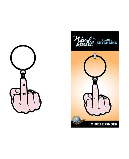 Wood Rocket Wood Rocket Middle Finger Keychain - Pink