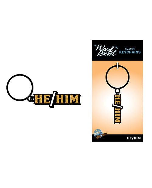 Wood Rocket Wood Rocket He/Him Keychain - Black/Gold