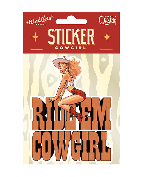 Wood Rocket Ride Em Cowgirl Sticker