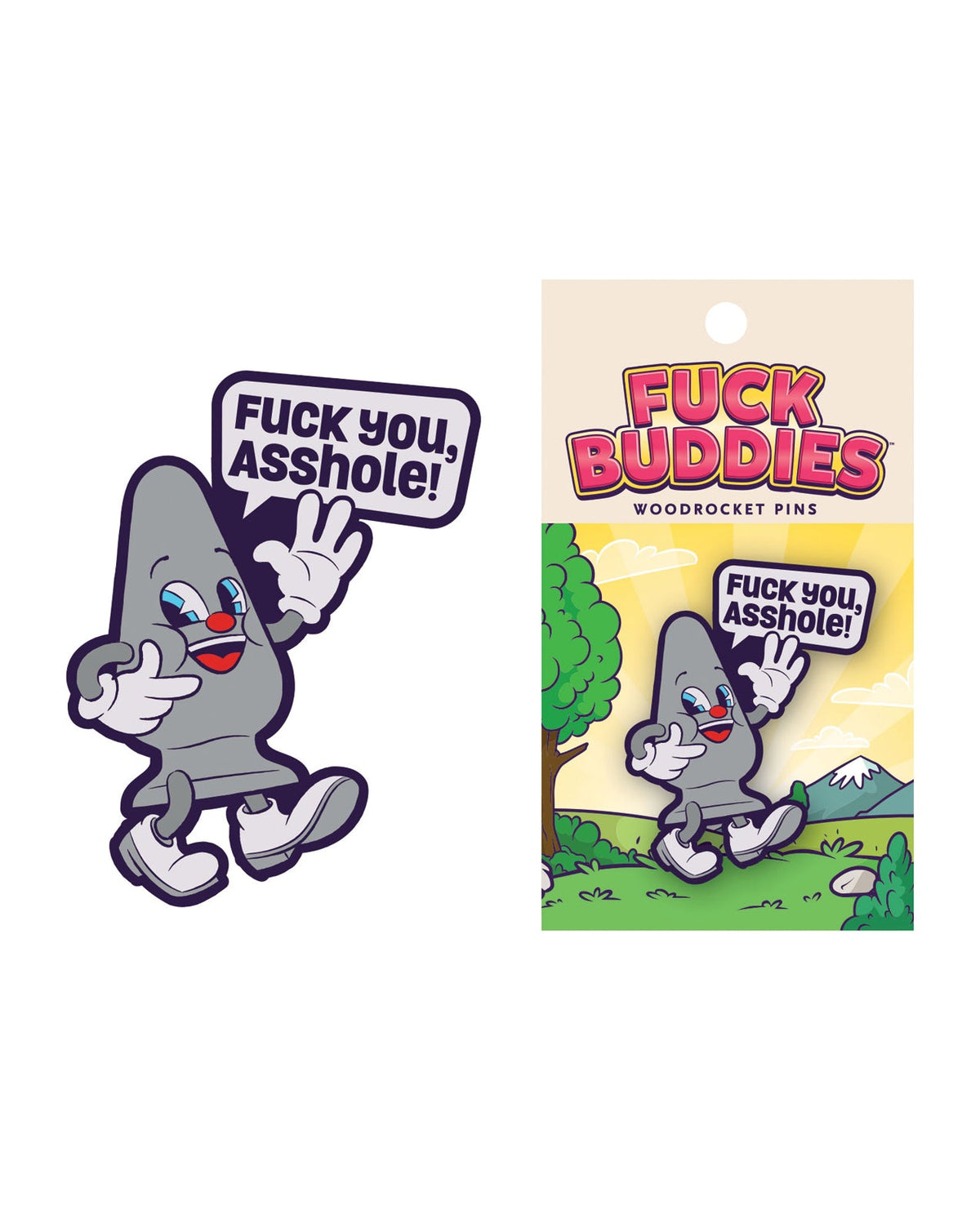 Wood Rocket Wood Rocket Fuck Buddies Fuck You Asshole Pin - Grey