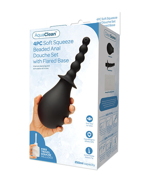 CleanScene CleanScene 4 pc Soft Squeeze Beaded Anal Douche Set w/Flared Base