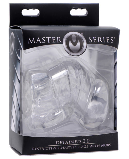 Master Series Master Series Detained 2.0 Restrictive Chastity Cage w/Nubs - Clear