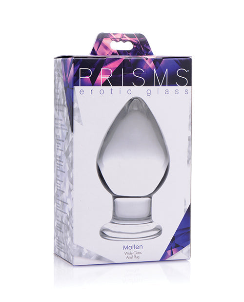 Prisms Erotic Glass Prisms Erotic Glass Molten Wide Glass Butt Plug - Clear