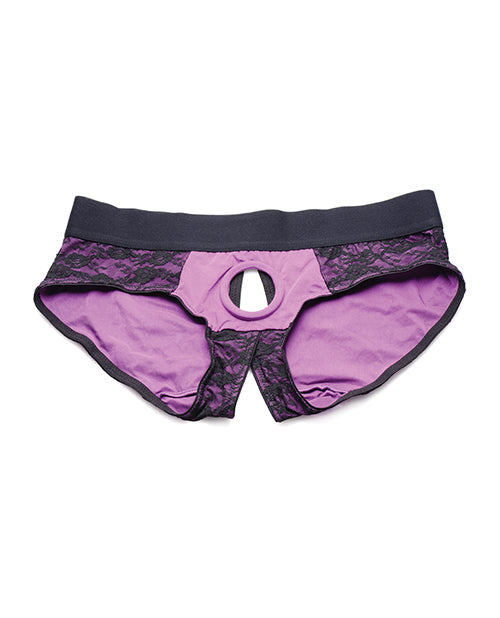 Strap U Strap U Lace Envy Crotchless Panty Harness - 3XL Purple