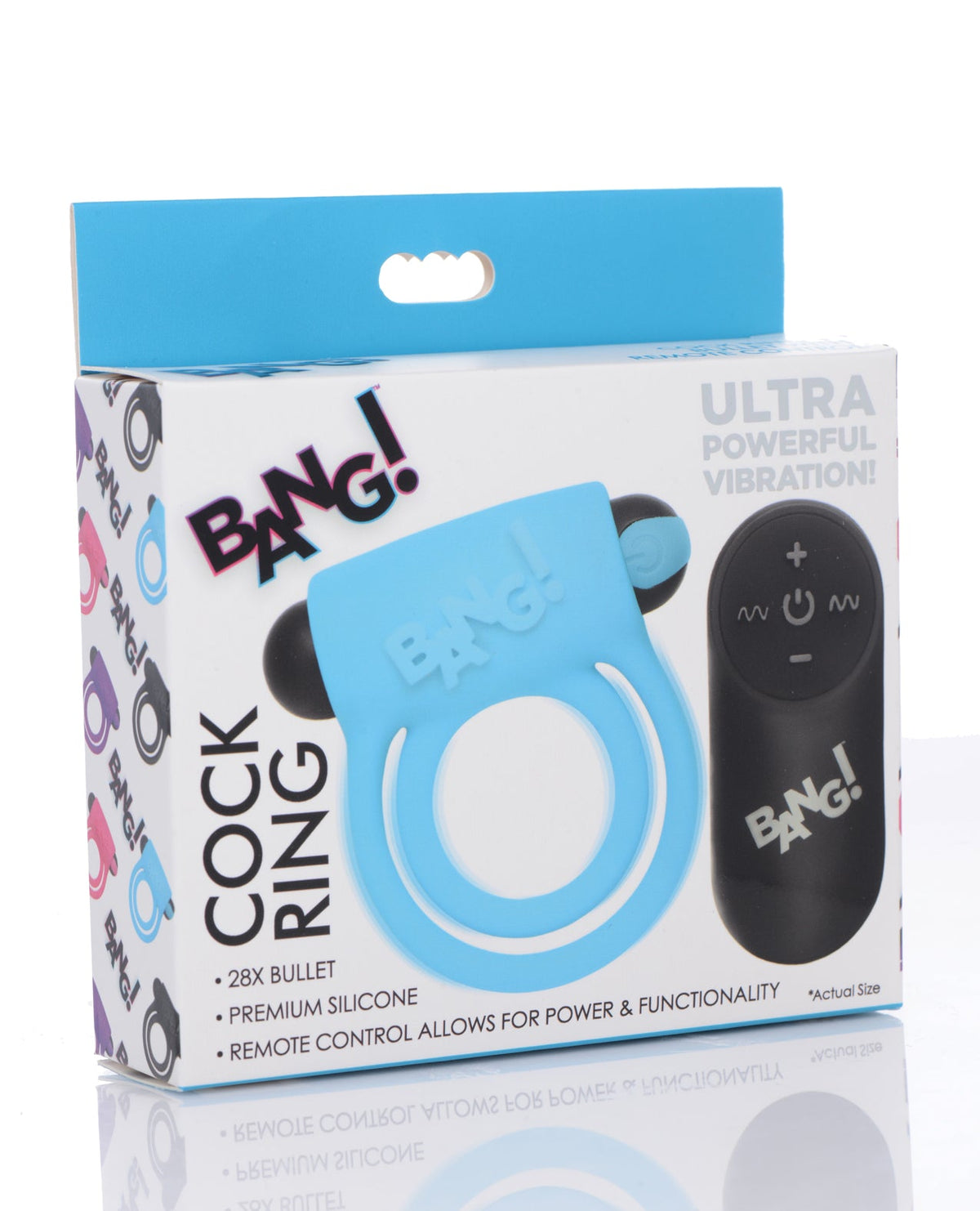 Bang! Bang! Vibrating Cock Ring & Bullet w/Remote Control - Blue