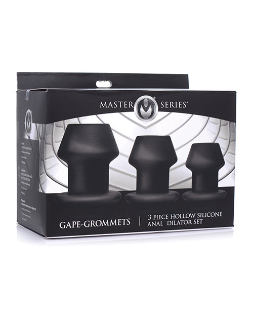 Master Series Master Series Gape-Grommets 3 pc Hollow Silicone Anal Dilator Set - Black