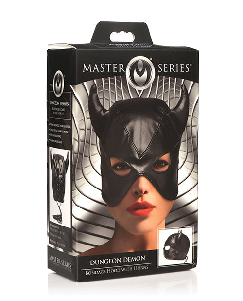 Master Series Master Series Dungeon Demon Bondage Hood w/Horns - Black