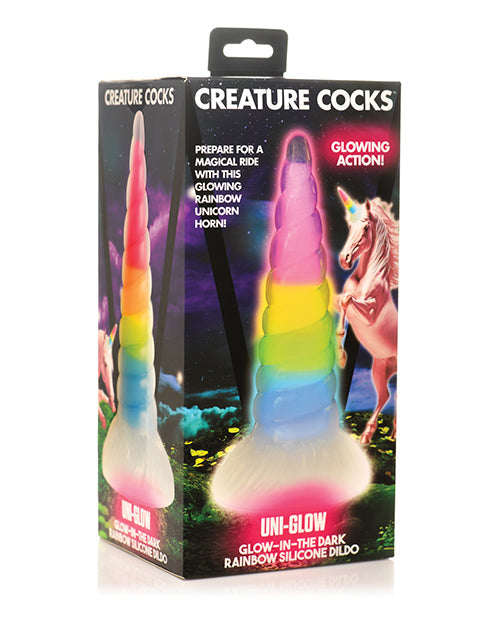 Creature Cocks Creature Cocks Uni Glow in the Dark Silicone Dildo - Rainbow