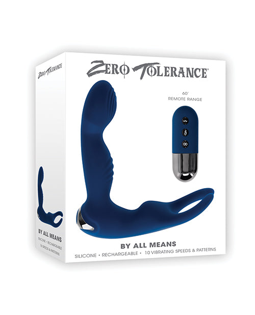 Zero Tolerance Zero Tolerance By All Means Prostate Vibrator w/Remote Control - Blue