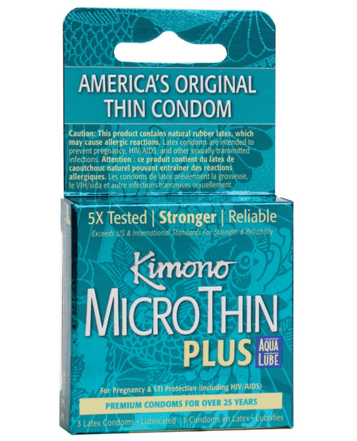 Kimono Kimono Micro Thin Aqua Lube Condoms - Box of 3
