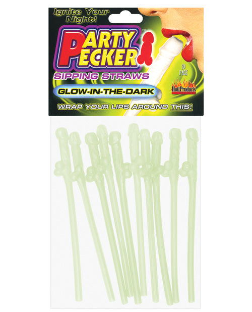 Party Pecker Party Pecker Sipping Straws - Glow in the Dark Pack of 10