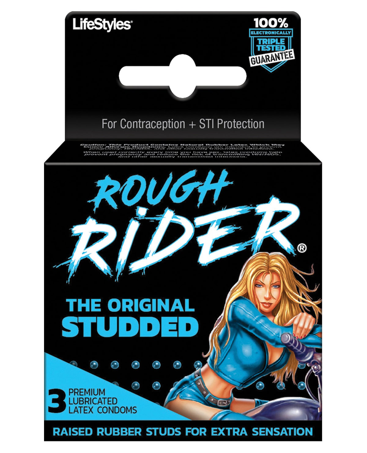 Rough Rider Lifestyles Rough Rider Studded Condom Pack - Pack of 3